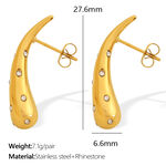 1 pair simple series simple droplet stainless steel gold plated rhinestone women stud earrings thumbnail 2