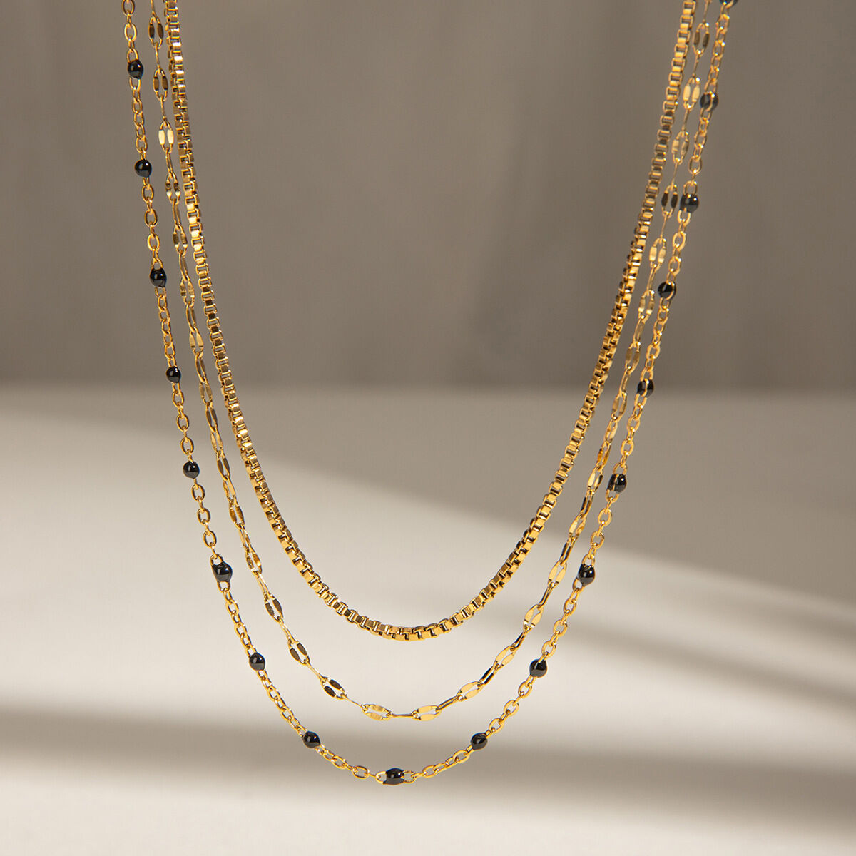 1 piece simple series elegant annular stainless steel  gold plated women layered necklaces