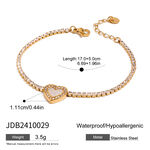 1 piece simple series sweet heart stainless steel gold plated rhinestone women charm bracelets thumbnail 1