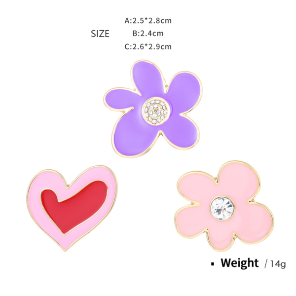 1 Piece Trendy Series Sweet Heart Drop Oil Gold Color Alloy Women's Brooches - 1
