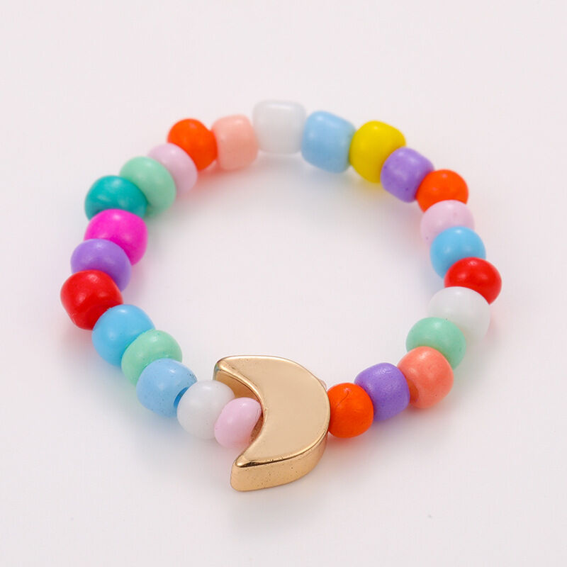1 Piece Vacation Series All-match Lightweight Mixed Color Beads Arylic Women's Adjustable Rings