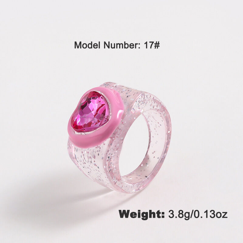 1 Piece Romantic Series Cute Heart Resin Women's Single Rings - 1