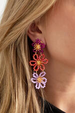 Flower party statement earrings - orange/purple thumbnail 2