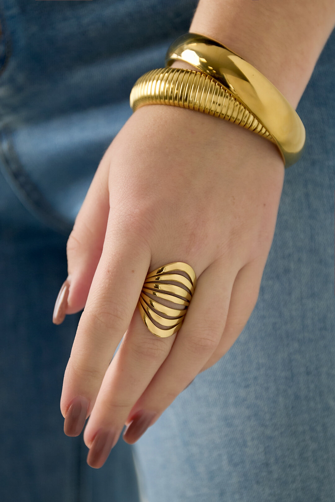 Stainless Steel Statement Rings lines Casual Daily Simple Series Women's jewelry h5 Picture3