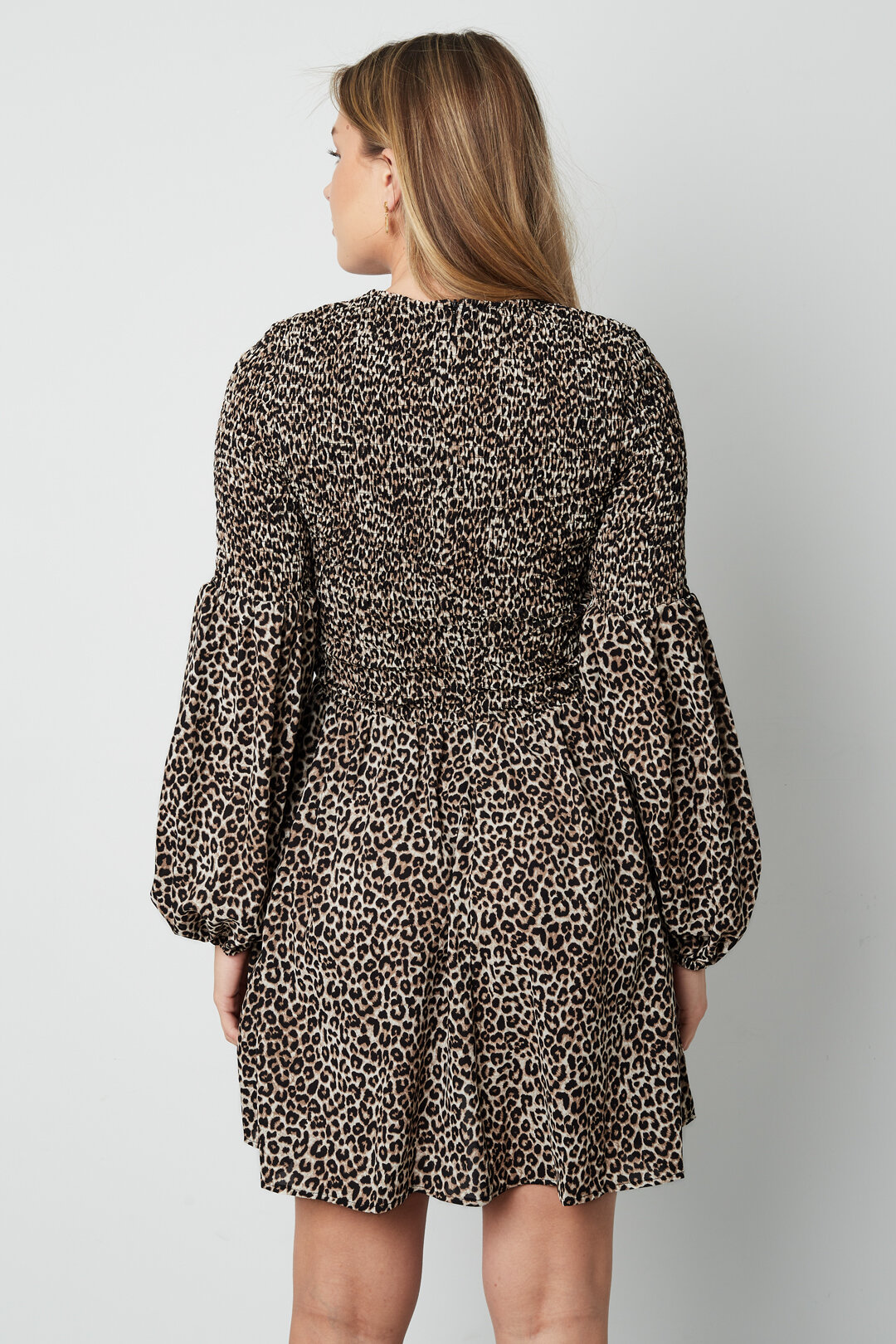 Polyester Women's Mini Dress Leopard Print Puff Sleeve thumbnail 5