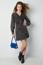 Cotton Women's Mini Dress Wrap Style Double Button Closure thumbnail 3
