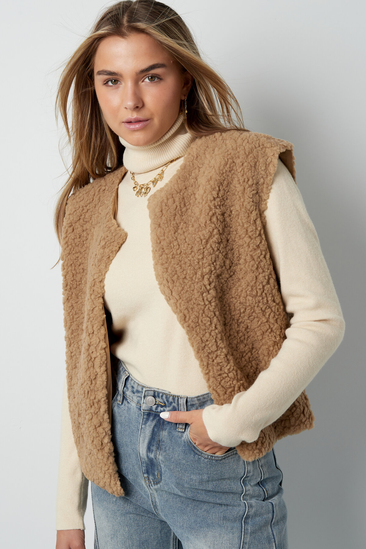 Woven Polyester Fiber Women's Vest Casual Solid Color Fall/Winter thumbnail 4