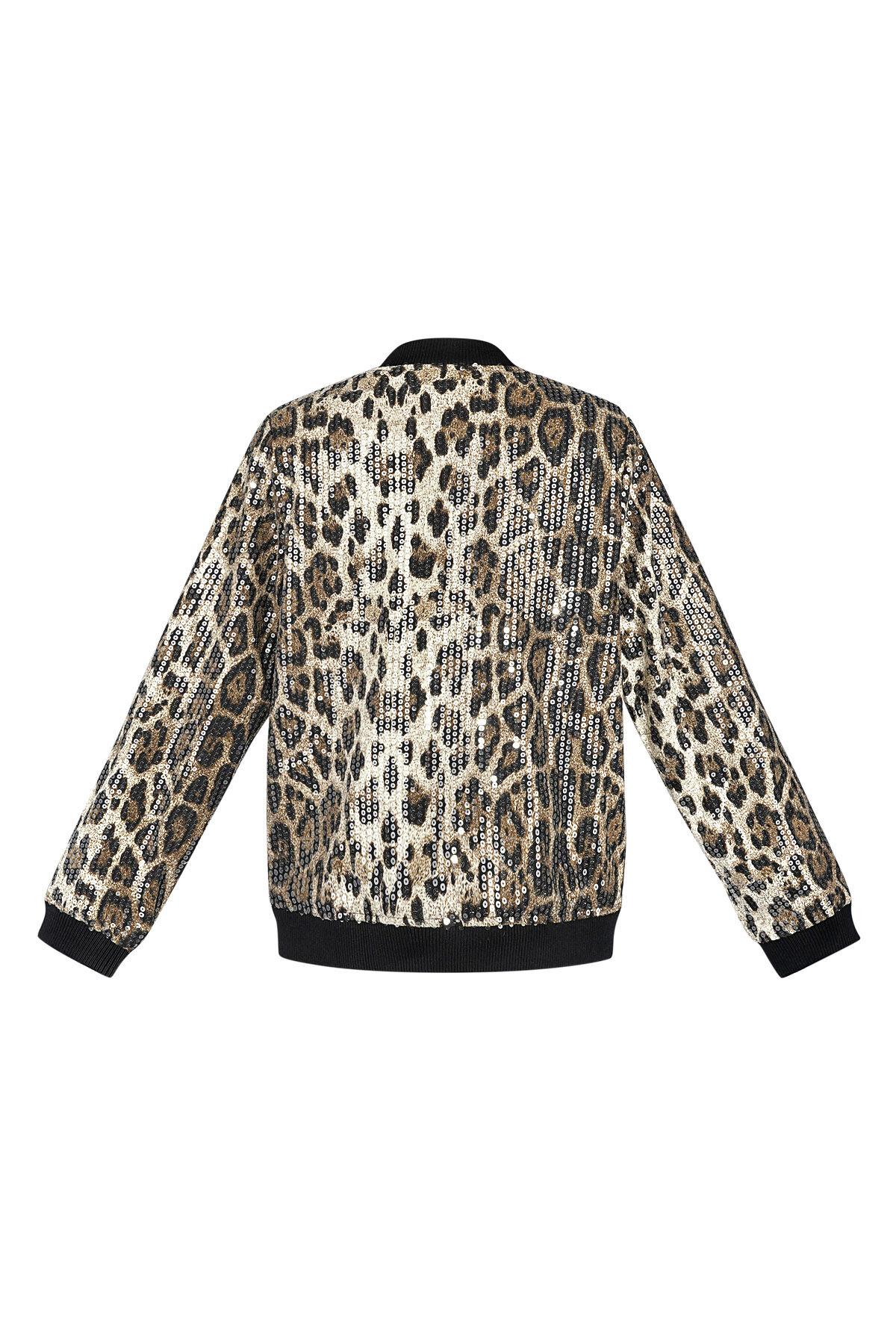 Polyester Women's Bomber Jacket Leopard Print Sequin Embellished thumbnail 4