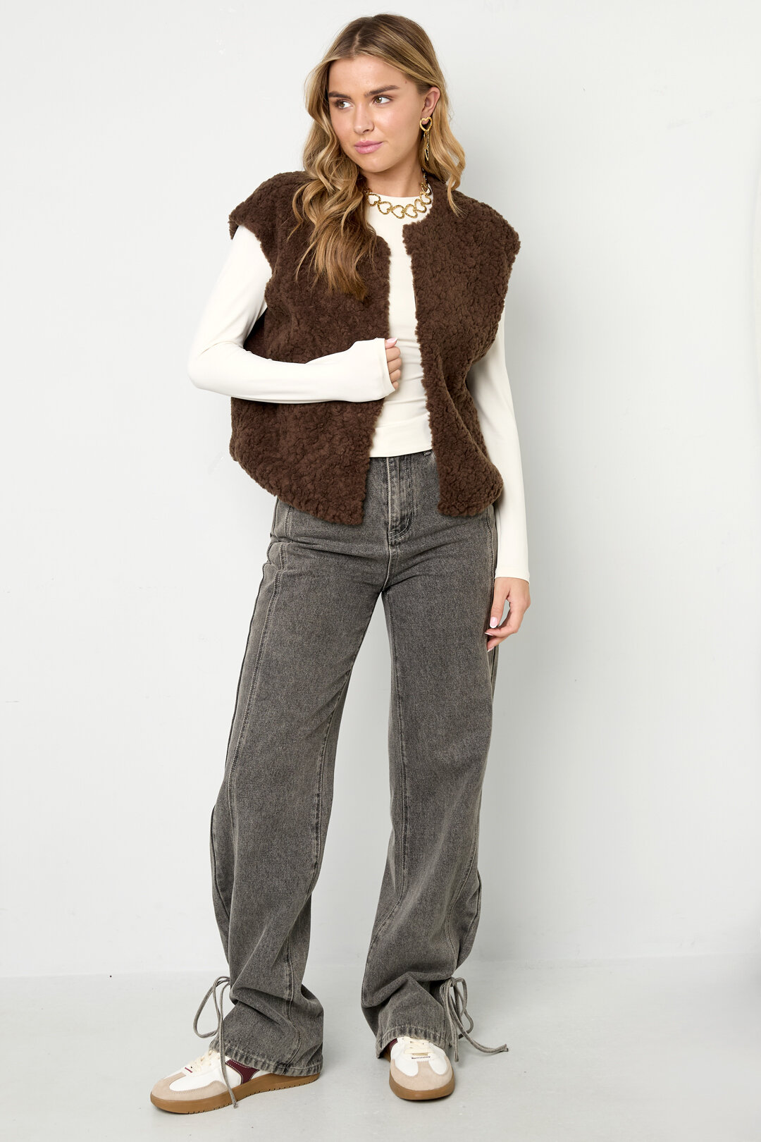 Woven Polyester Fiber Women's Vest Casual Solid Color Fall/Winter thumbnail 3