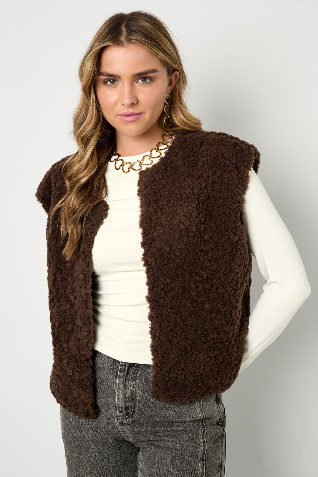 Woven Polyester Fiber Women's Vest Casual Solid Color Fall/Winter thumbnail 2
