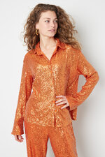 Polyester Sequin Women's Blouse Shimmering Long Sleeve thumbnail 2