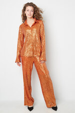 Polyester Sequin Women's Blouse Shimmering Long Sleeve thumbnail 7