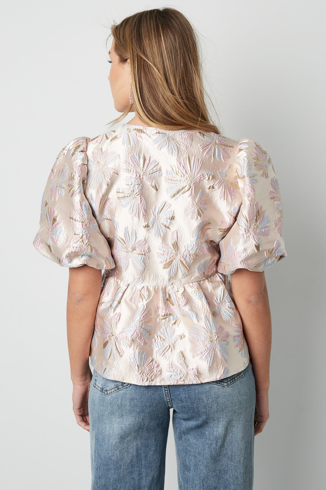 Woven Polyester Fiber Women's Short Sleeve Top Elegant Floral Print Picture14
