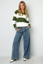 Woven Cotton Women's Wide Leg Denim Pants Sporty Solid Color thumbnail 6