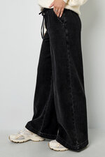Woven Cotton Women's Wide Leg Denim Pants Sporty Solid Color thumbnail 8
