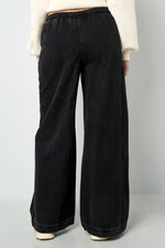 Woven Cotton Women's Wide Leg Denim Pants Sporty Solid Color thumbnail 10