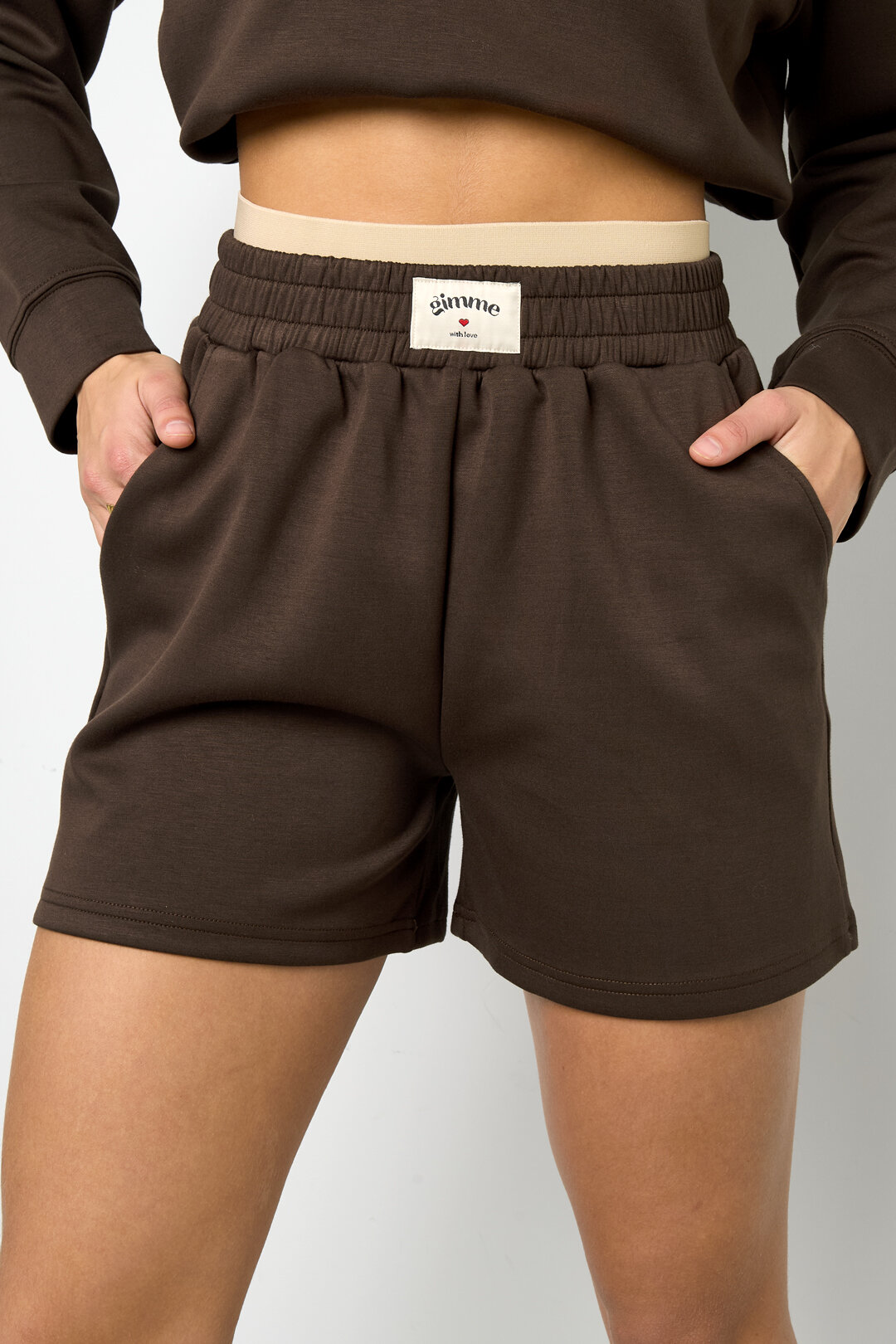 Knitted Polyester Fiber Women's Casual Shorts Sporty Solid Color h5 Picture4