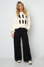 Woven Cotton Women's Wide Leg Denim Pants Sporty Solid Color thumbnail 7