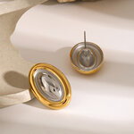 1 Pair gold stainless steel color matching oval earrings Internet model same fashion all-match titanium steel earrings women's earrings thumbnail 5