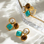 1 pair romantic series retro geometric stainless steel gold plated women adjustable rings thumbnail 5