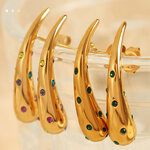 1 pair simple series simple droplet stainless steel gold plated rhinestone women stud earrings thumbnail 3