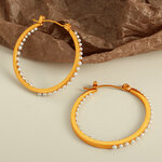 1 pair simple series retro geometric stainless steel gold plated rhinestone women hoop earrings thumbnail 5