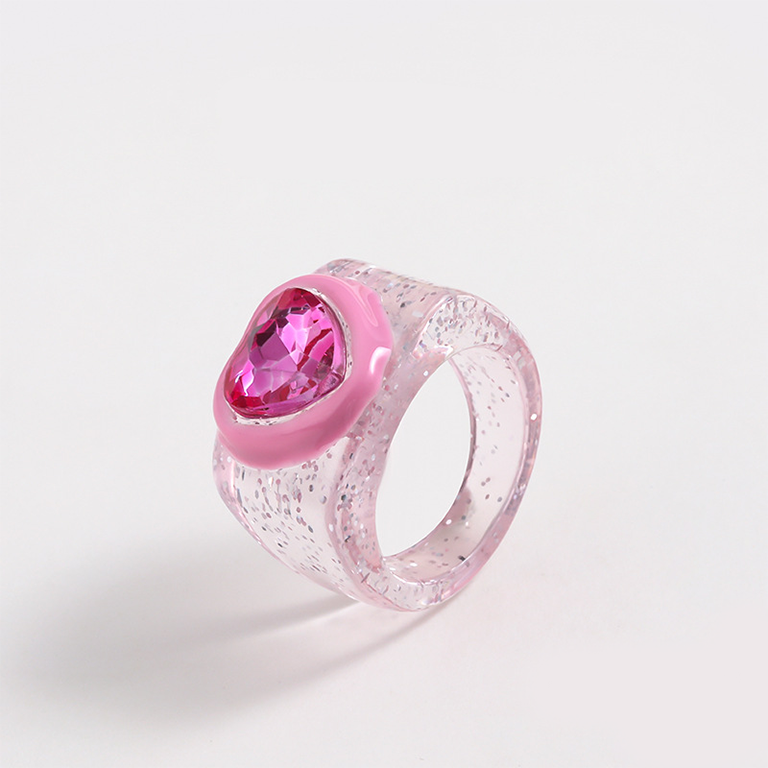 1 Piece Romantic Series Cute Heart Resin Women's Single Rings thumbnail 7