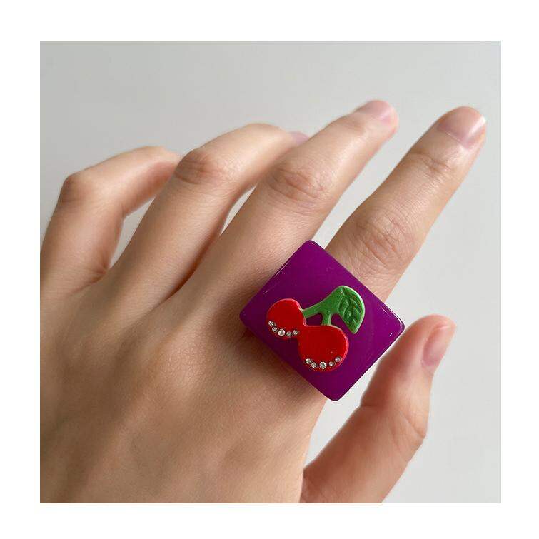 1 Piece Designable Series Vacation Polychrome Three-dimensional Fruits Resin Women's Single Rings thumbnail 8