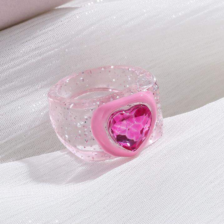 1 Piece Romantic Series Cute Heart Resin Women's Single Rings thumbnail 4