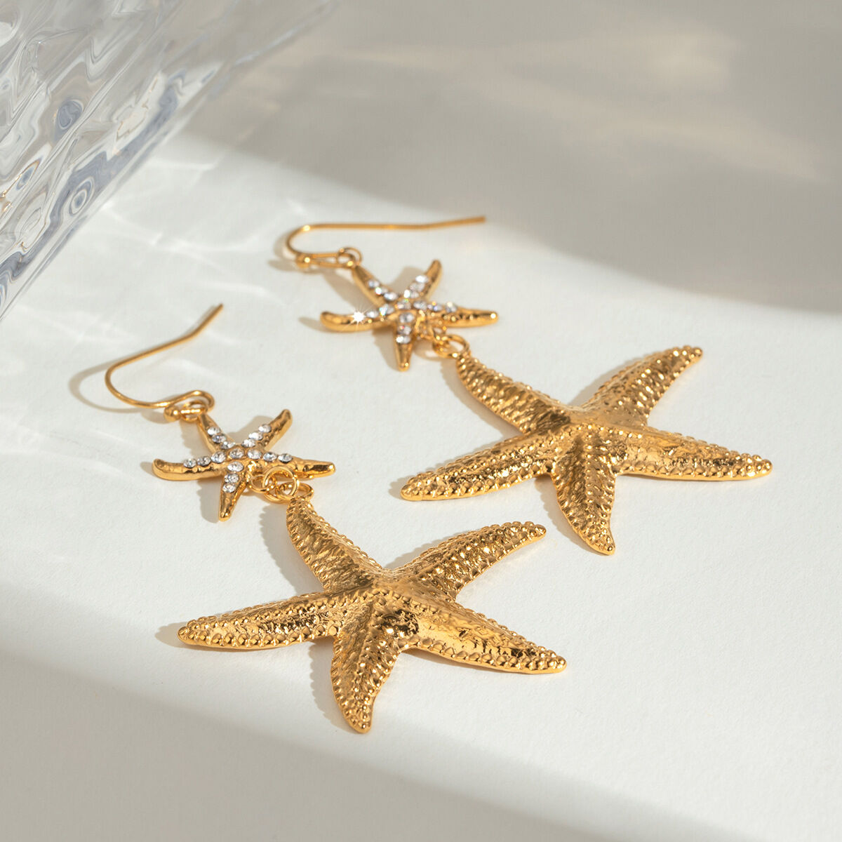 1 pair simple series vacation turtle stainless steel  gold plated rhinestone women drop earrings thumbnail 3