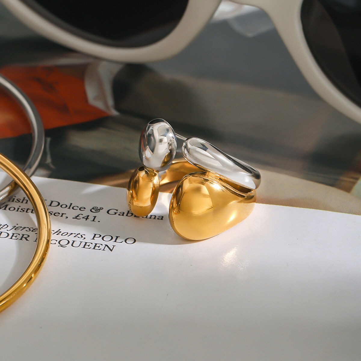 1 Piece Simple Series Fashionable Annular Stainless Steel Waterproof Gold & Silver Color Women's Single Rings thumbnail 7