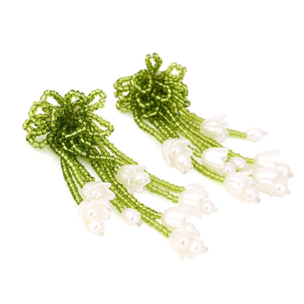 1 Pair Romantic Beaded Flower Tassel Earrings thumbnail 5