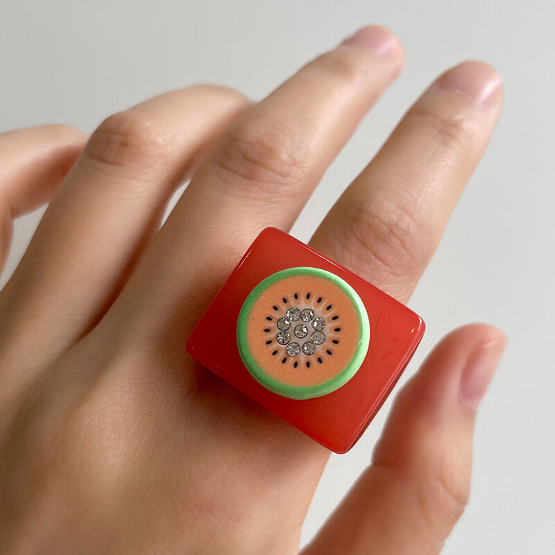 1 Piece Designable Series Vacation Polychrome Three-dimensional Fruits Resin Women's Single Rings thumbnail 6