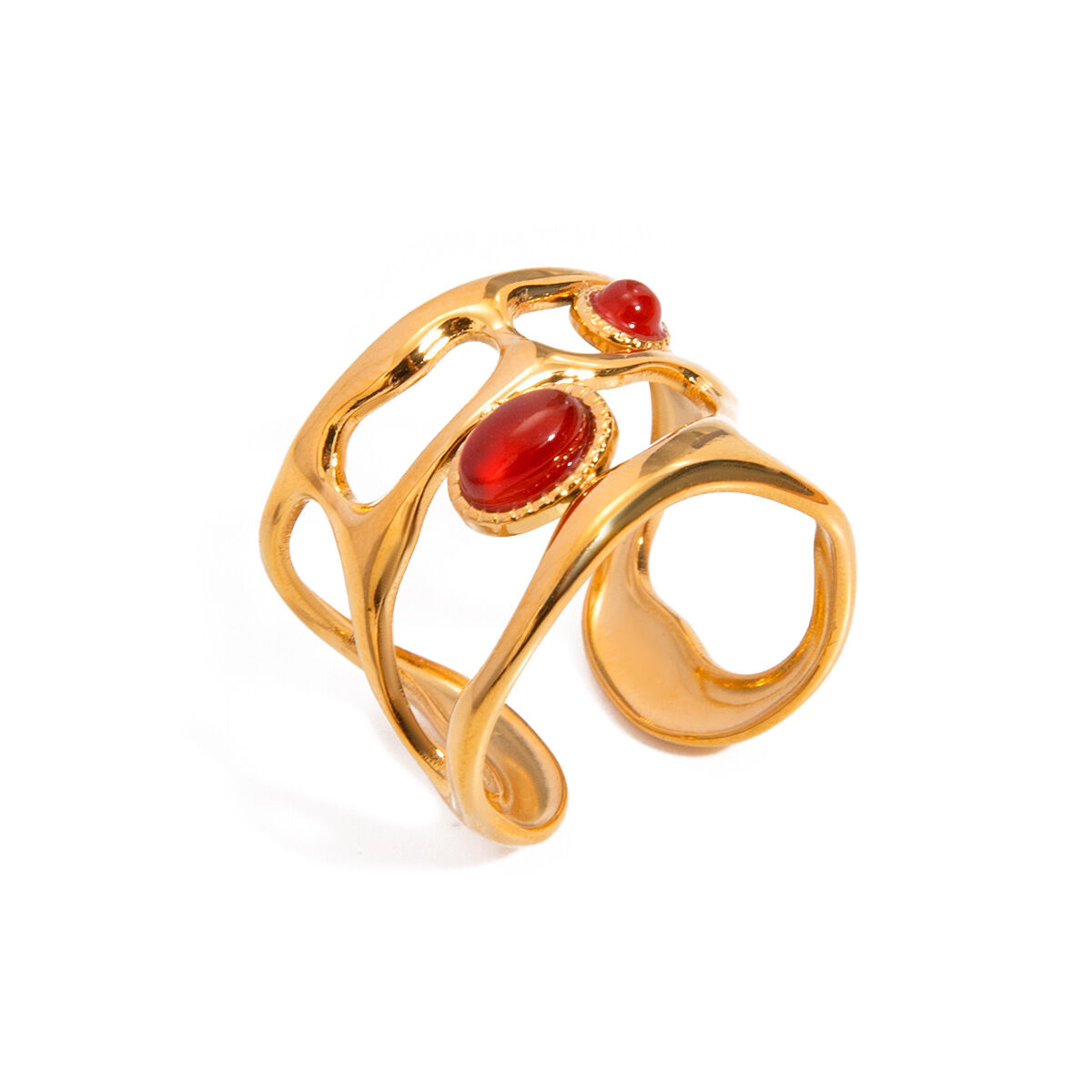 1 Piece Retro Geometric Stainless Steel Waterproof Gold Plated Artificial Gemstone Women's Adjustable Rings thumbnail 3
