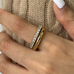1 Piece Classic Stainless Steel Waterproof Gold Color Zircon Gemstone Ring thumbnail 4