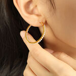 1 pair simple series retro geometric stainless steel gold plated rhinestone women hoop earrings thumbnail 6