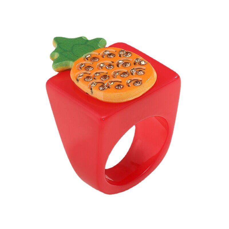 1 Piece Designable Series Vacation Polychrome Three-dimensional Fruits Resin Women's Single Rings thumbnail 5