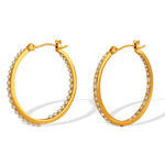 1 pair simple series retro geometric stainless steel gold plated rhinestone women hoop earrings thumbnail 7