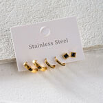 1 pair simple series casual geometric stainless steel gold plated rhinestone women earrings set thumbnail 4