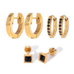 1 pair simple series casual geometric stainless steel gold plated rhinestone women earrings set thumbnail 6