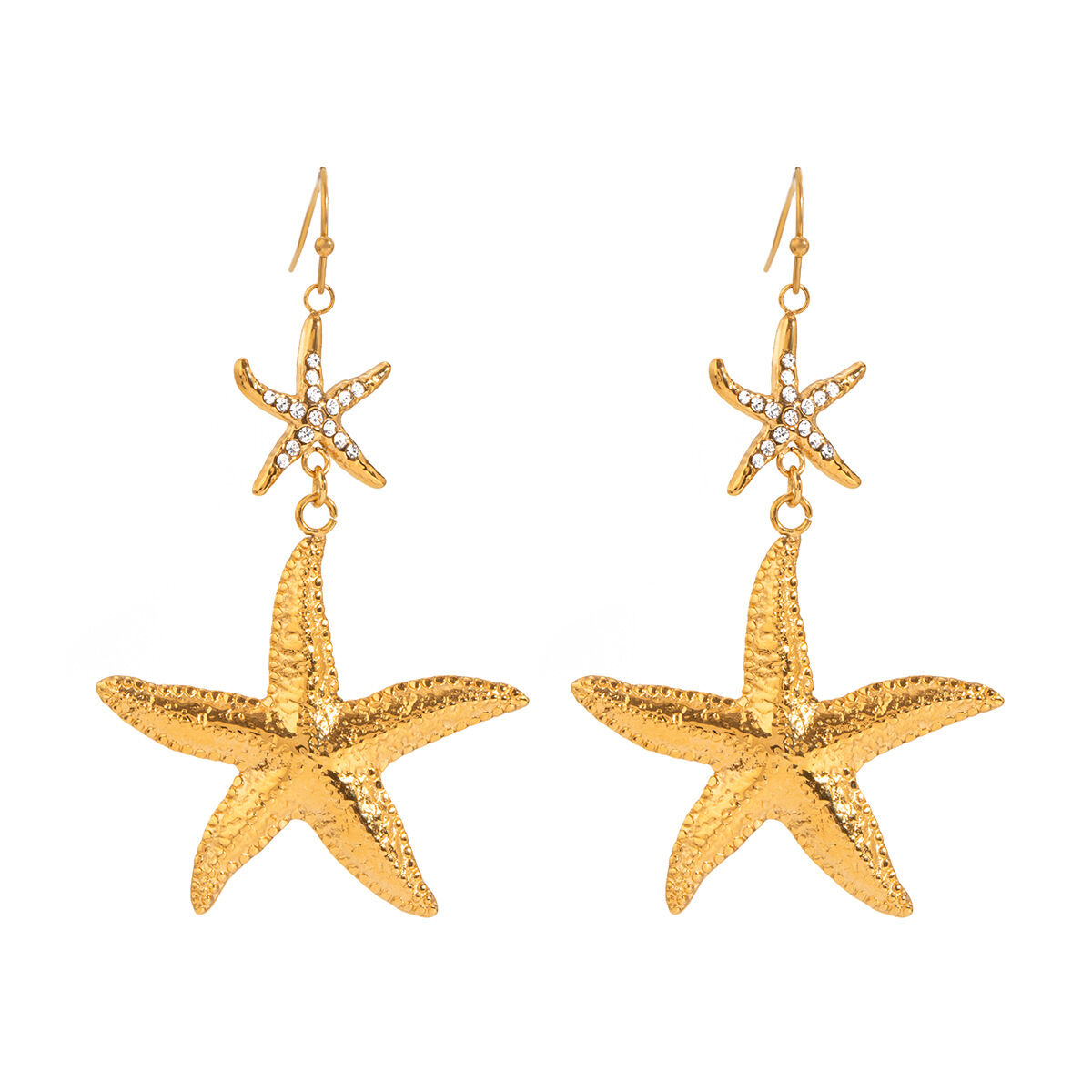 1 pair simple series vacation turtle stainless steel  gold plated rhinestone women drop earrings thumbnail 6
