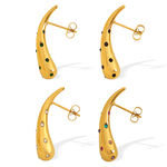 1 pair simple series simple droplet stainless steel gold plated rhinestone women stud earrings thumbnail 6
