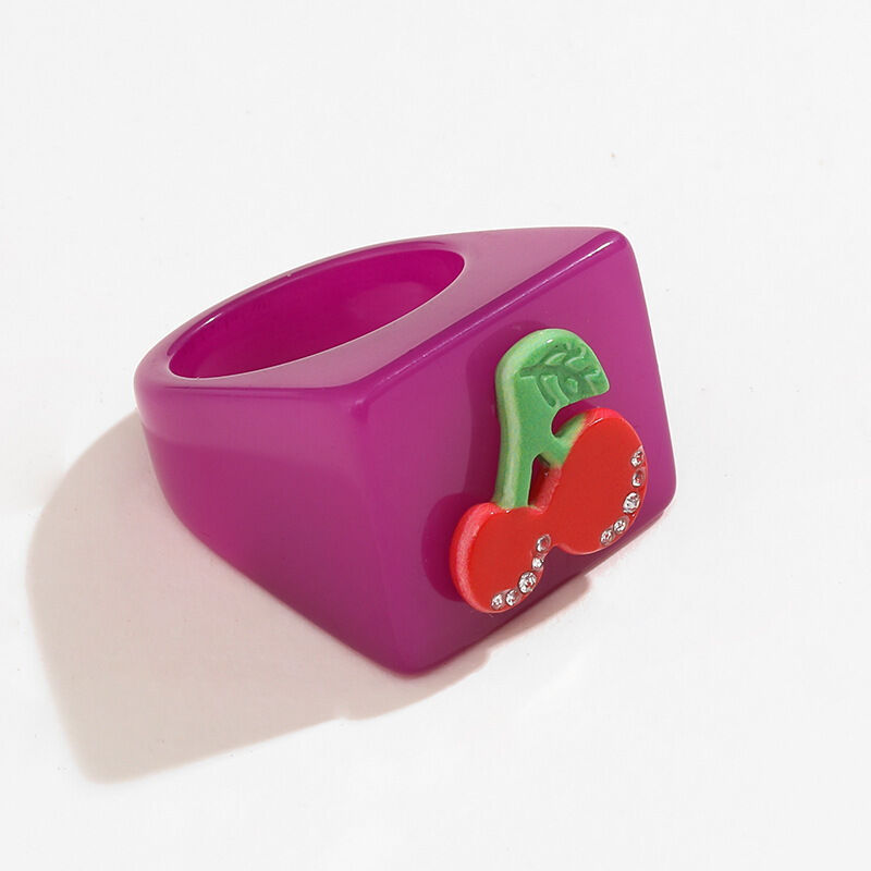 1 Piece Designable Series Vacation Polychrome Three-dimensional Fruits Resin Women's Single Rings thumbnail 4