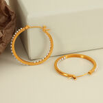 1 pair simple series retro geometric stainless steel gold plated rhinestone women hoop earrings thumbnail 4