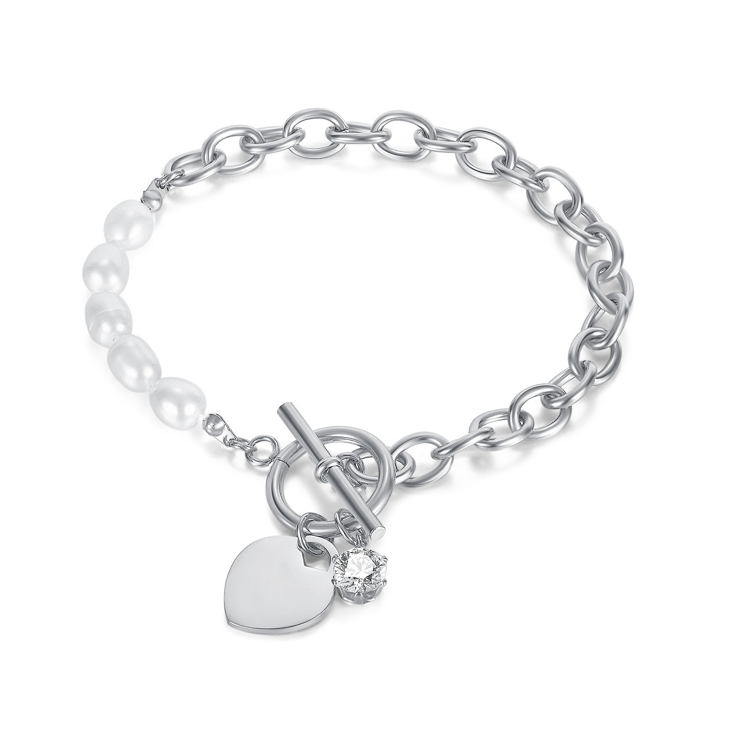 1 Pair 【1231】钢手链 钢色 Charm Bracelets Picture3