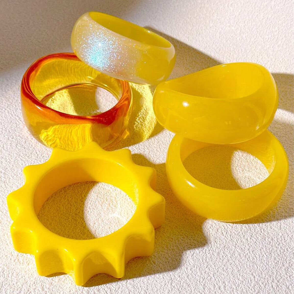 Simple Series Lemon - yellow Round Resin Bracelets for Women thumbnail 3