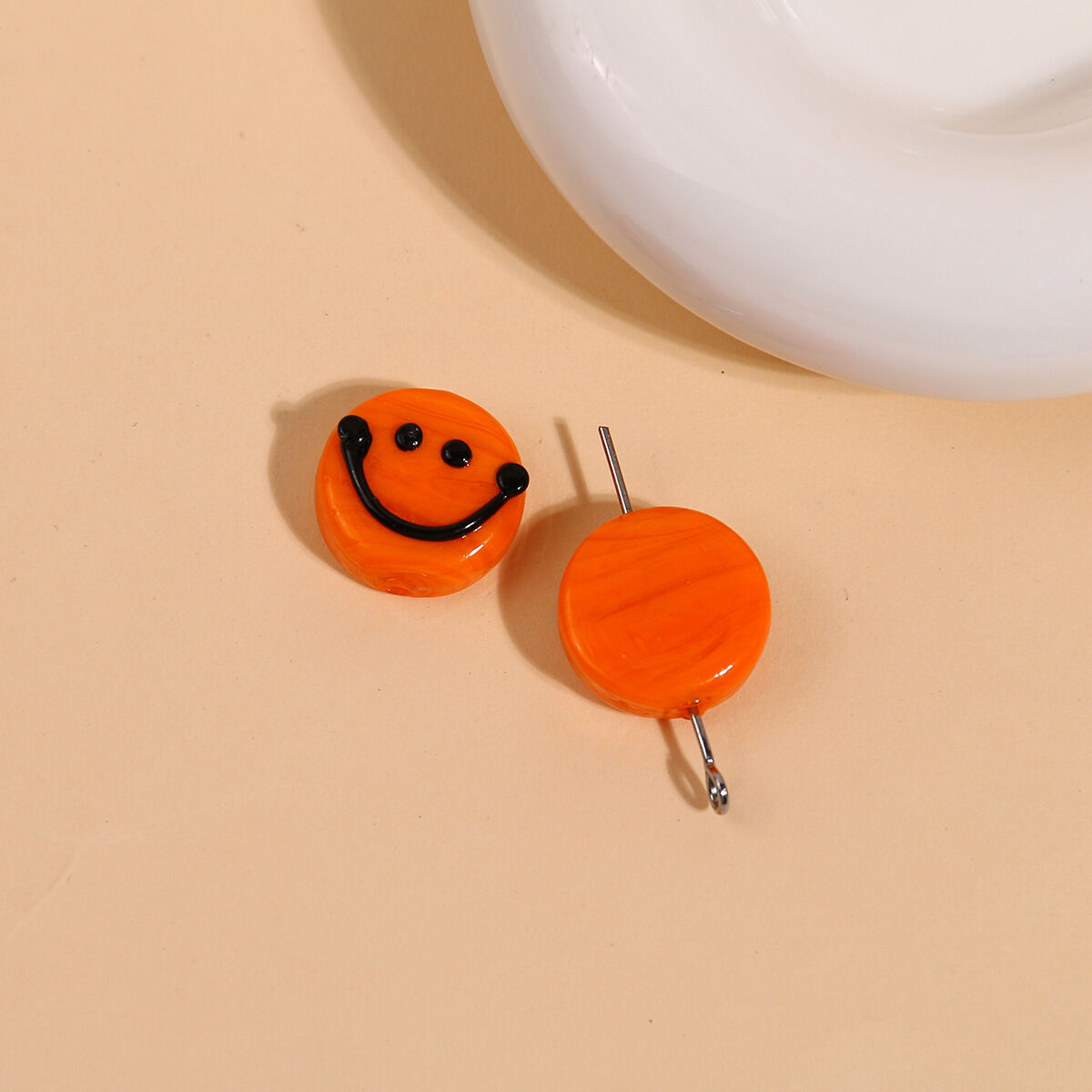 1 Piece Cute Smiling Face Glass DIY Jewelry Beads