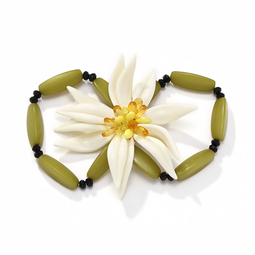 1 Piece Holiday Style Beaded Dimensional Large Flower Women's Beaded Bracelets thumbnail 4