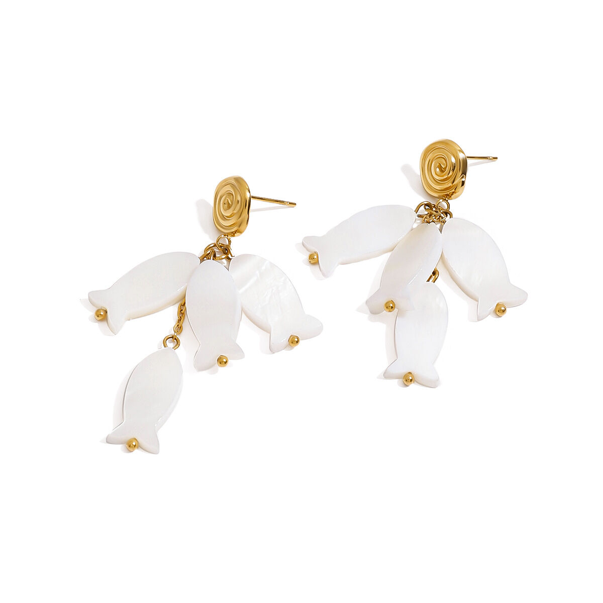 Vacation Fish Shape Stainless Steel Waterproof Beads Earrings thumbnail 4