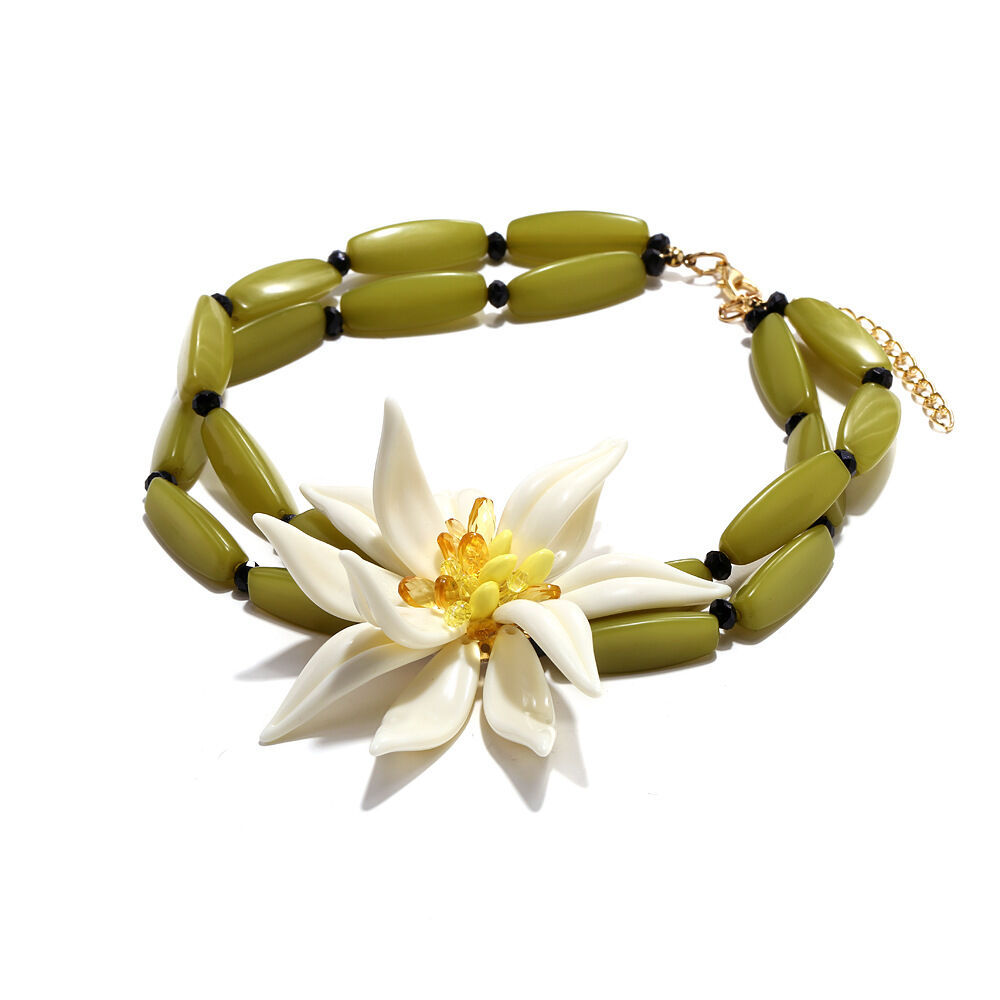 1 Piece Holiday Style Beaded Dimensional Large Flower Women's Beaded Necklaces thumbnail 5